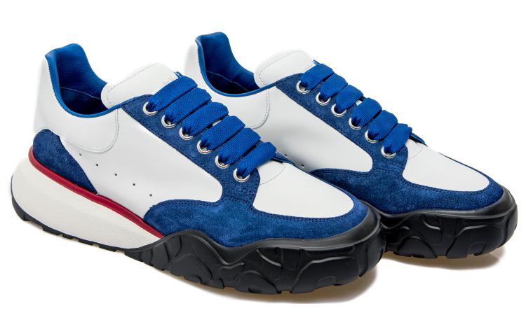 Order 亚历山大·麦昆白蓝配色皮革低帮运动鞋 705117WID6I8827