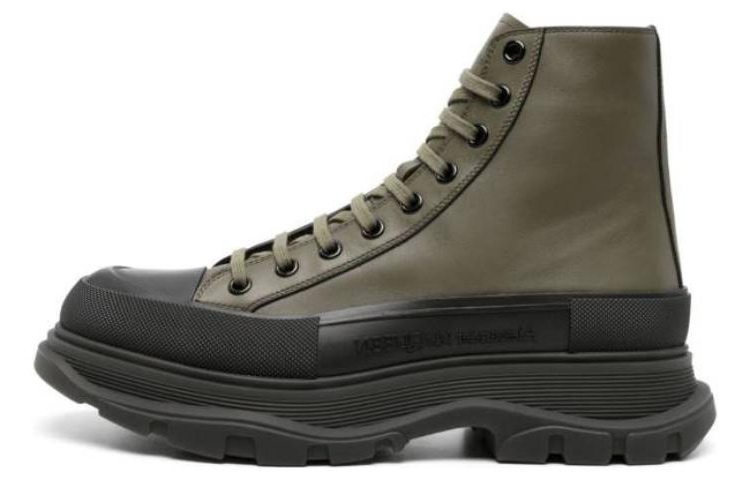 Alexander McQueen Leather Low-Top Lace-Up 'Durable Short Boot Green' 757714WHZ6R3241