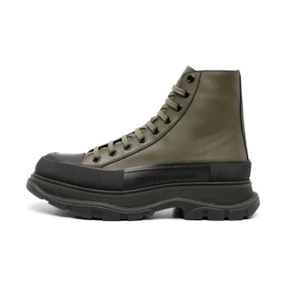 Alexander McQueen Leather Low-Top Lace-Up 'Durable Short Boot Green'