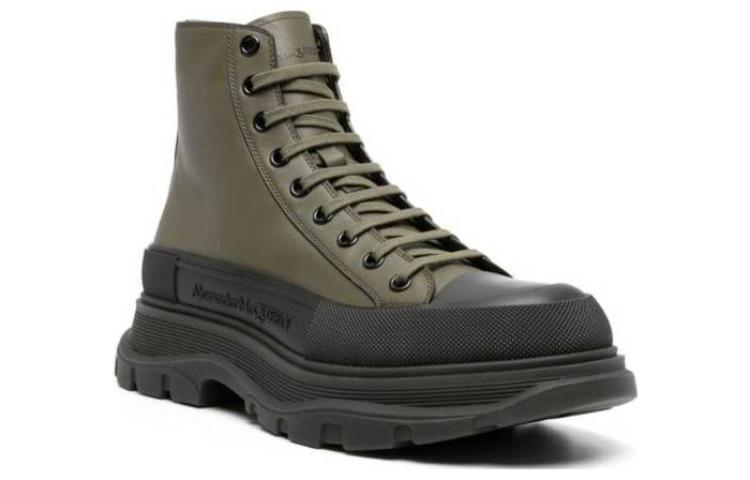 Alexander McQueen Leather Low-Top Lace-Up 'Durable Short Boot Green' 圖 2