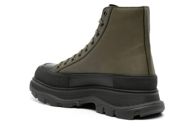 Lookbook Alexander McQueen Leren Lage Sneakers ''Duurzame Korte Laars Groen'' 757714WHZ6R3241