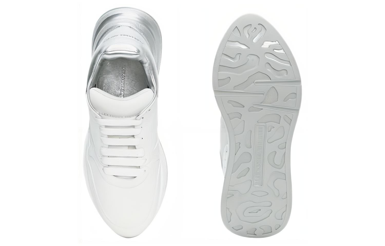 Purchase Alexander McQueen Kulit Rendah 'Putih Perak' 552046WHT9G9071