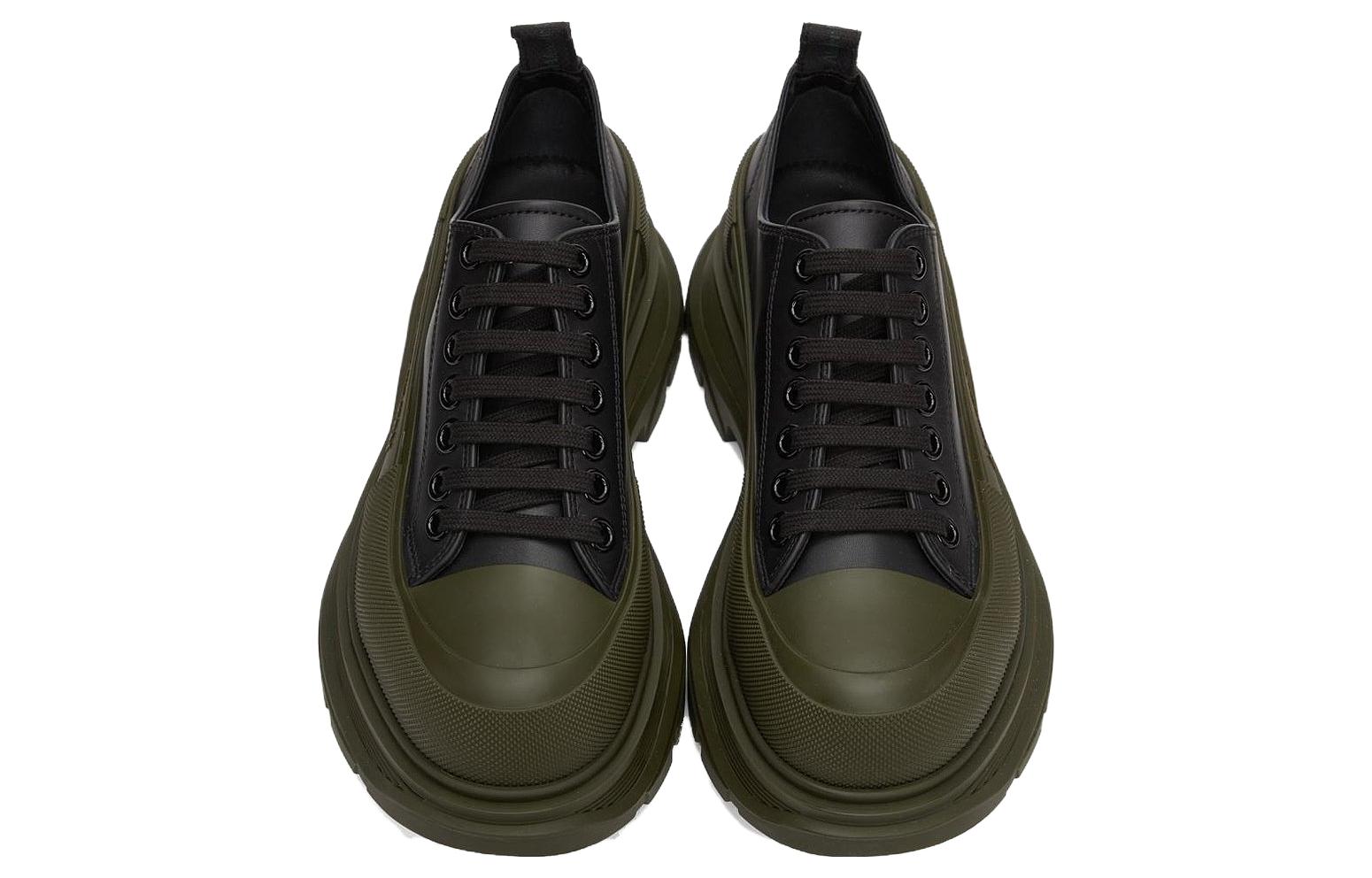 Shop 알렉산더 맥퀸 블랙그린 로우탑 스니커즈 627225WHZ621447