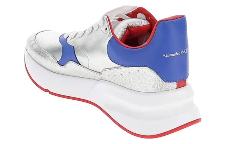 Shop Alexander McQueen Leather Low Top 'Silver Red' 552042WHUD18491