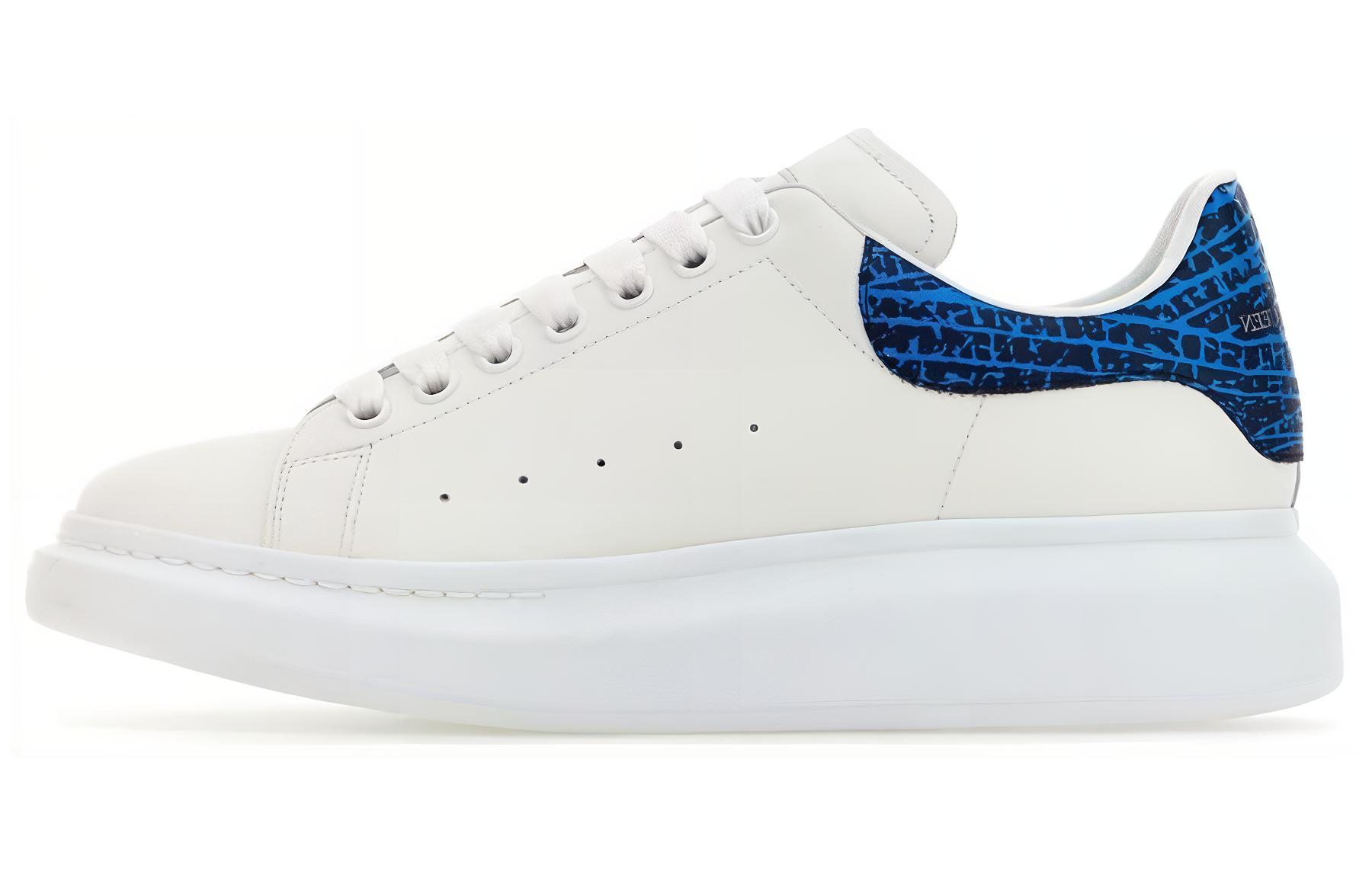 Buy 알렉산더 맥퀸 화이트 블루 가죽 로우탑 777220WIE9N8756