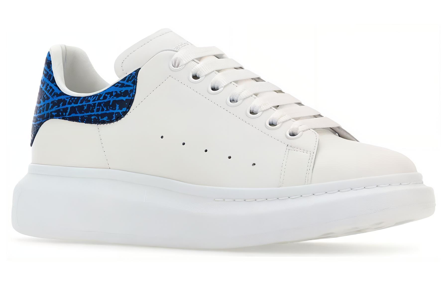 Shop 알렉산더 맥퀸 화이트 블루 가죽 로우탑 777220WIE9N8756