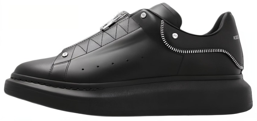 亞歷山大·麥昆 皮革圓頭厚底低幫板鞋 男款 黑色 Buy 亞歷山大·麥昆 皮革圓頭厚底低幫板鞋 男款 黑色