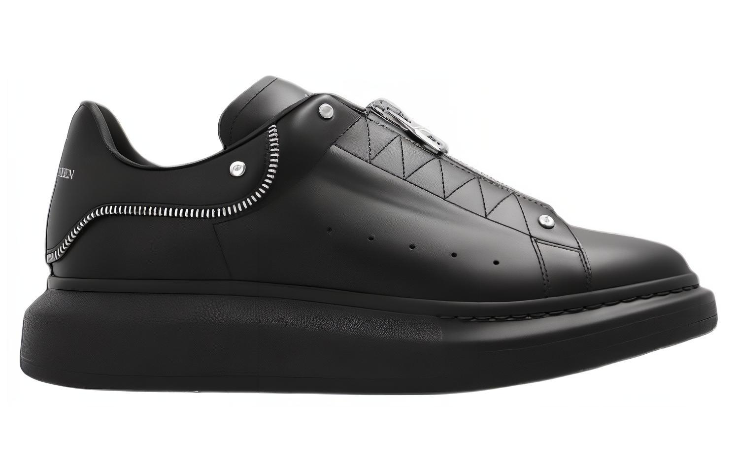 Alexander McQueen Leather Low Top Platform Sneaker 'Black' 圖 2