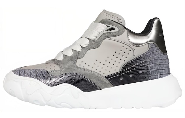 Alexander McQueen Leather Mid-Top 'Grey Fashion' 711134WIAAG1820 Buy Alexander McQueen Leather Mid-Top 'Grey Fashion' 711134WIAAG1820