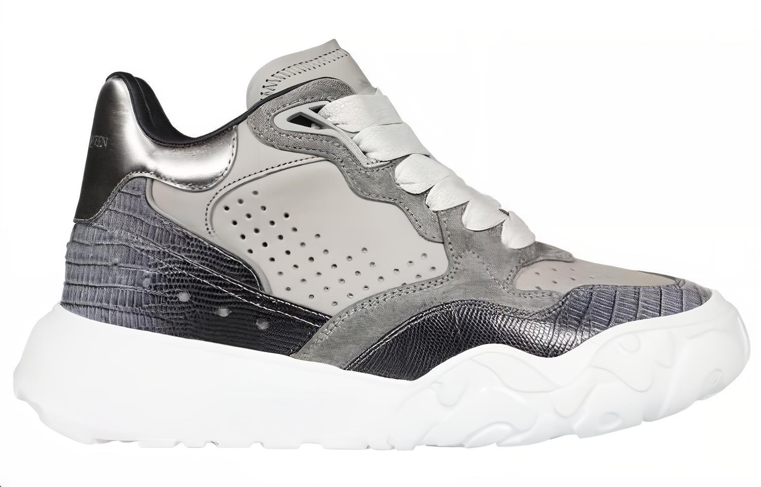 Order Alexander McQueen Zapatillas de Cuero Mid-Top 'Gris Moda' 711134WIAAG1820