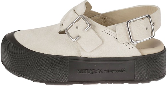 亞歷山大麥昆 皮革露跟搭扣厚底時尚涼拖 男款 浅米色 Buy 亞歷山大麥昆 皮革露跟搭扣厚底時尚涼拖 男款 浅米色