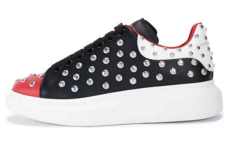 Alexander McQueen Leather Round-Toe Lace-Up Low Top 'Black Red' 535193WHGPC6436