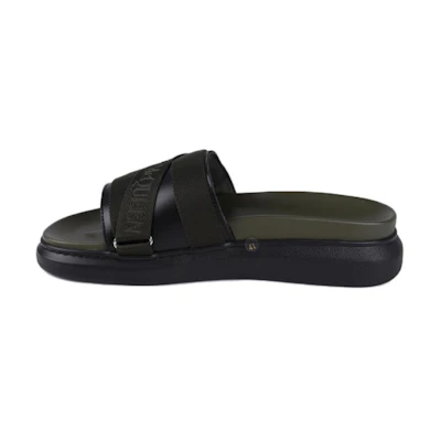 Alexander McQueen Leather Round-Toe Slide 'Green CMFT'