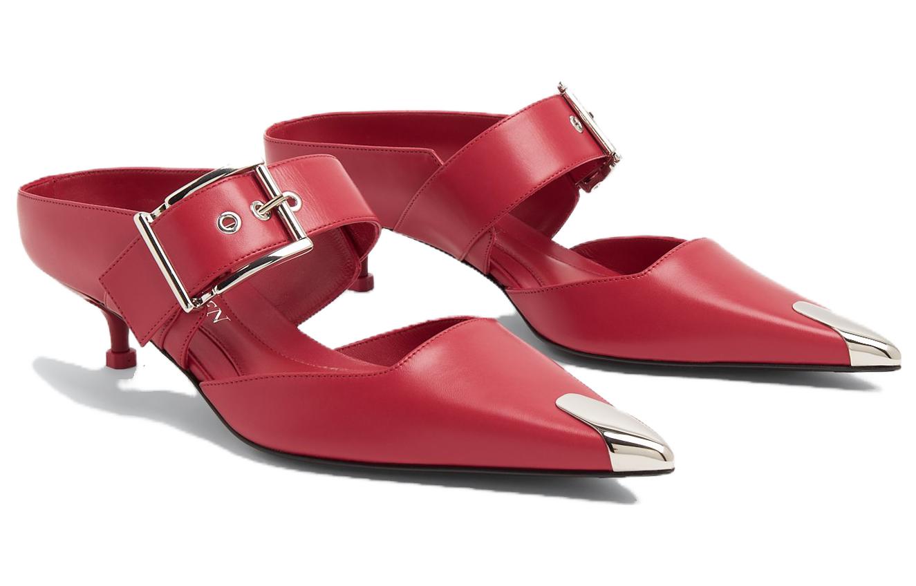 Lookbook Alexander McQueen Selipar Kulit 'Punk Merah Perak' 757514WIEA16088