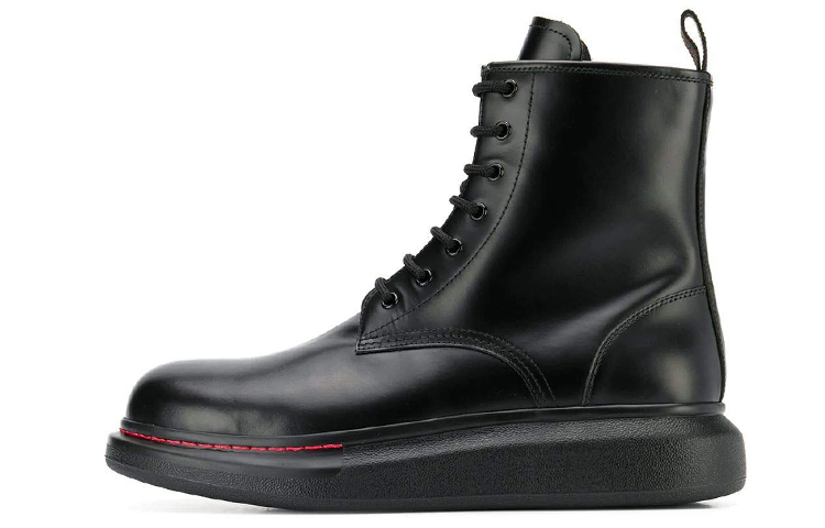 Alexander McQueen Leather Wedge Lace-Up Boot 'Black' 586191-WHX51-1000