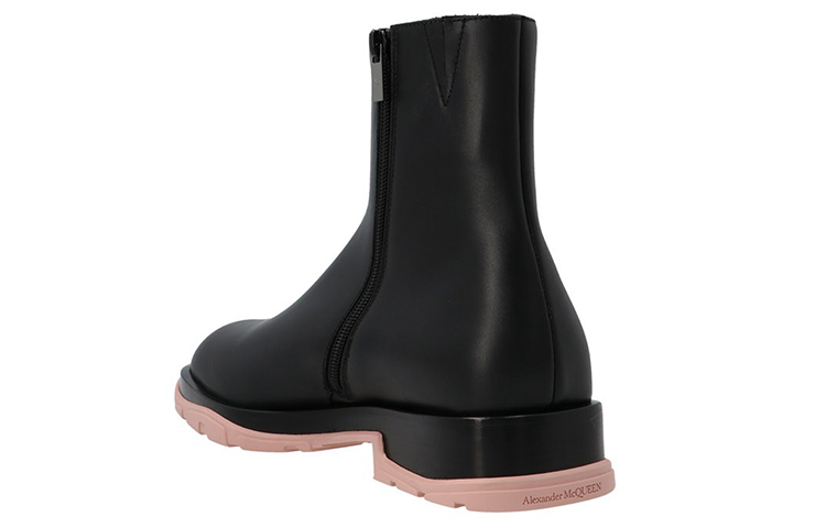 Shop 알렉산더 맥퀸 블랙 레더 지퍼 부츠 682816WHFLF1438