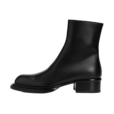 Alexander McQueen Leather Zip Boots 'Black Round Toe'