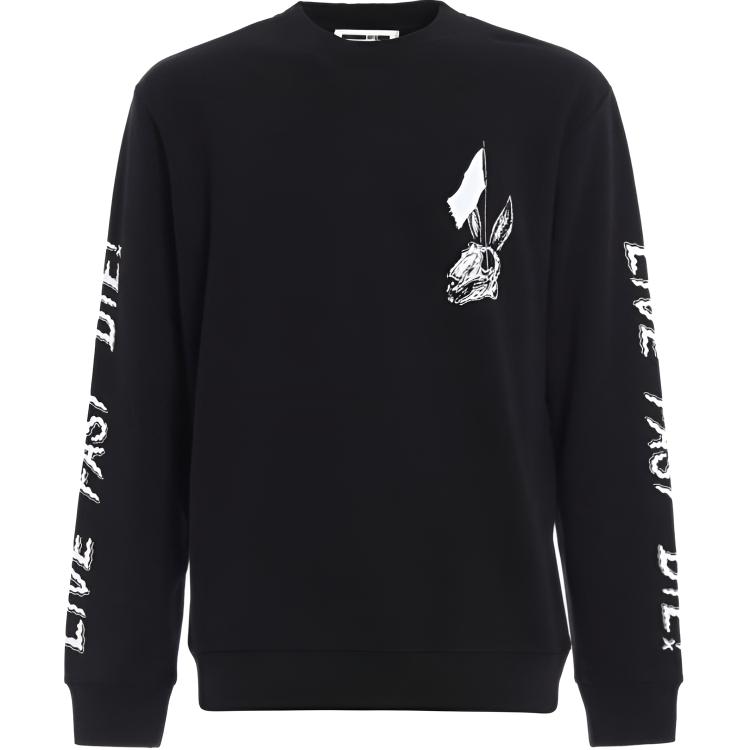 Alexander McQueen Letter Print Crewneck Long Sleeve Sweatshirt Black Men 348190-RIR73-1000