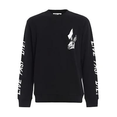 Alexander McQueen Letter Print Crewneck Long Sleeve Sweatshirt Black Men 348190-RIR73-1000
