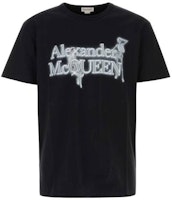Alexander McQueen Letter Print Crewneck T-Shirt Black Short Sleeve Tee 750656-QVZ07-0901 Alexander McQueen Letter Print Crewneck T-Shirt Black Short Sleeve Tee 750656-QVZ07-0901