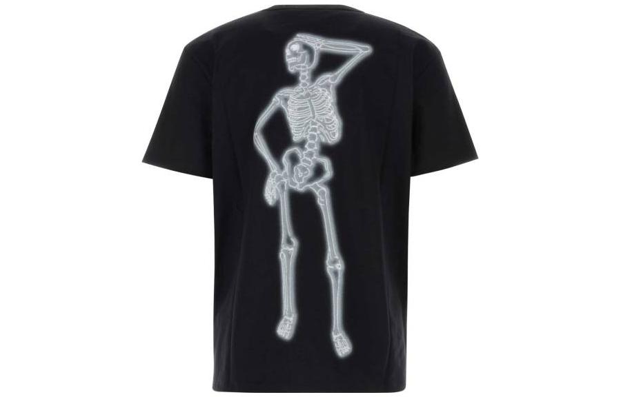 Lookbook Alexander McQueen Baju T Hitam Cetakan Huruf Lengan Pendek Crewneck 750656-QVZ07-0901