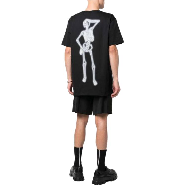 Purchase Alexander McQueen Baju T Hitam Cetakan Huruf Lengan Pendek Crewneck 750656-QVZ07-0901