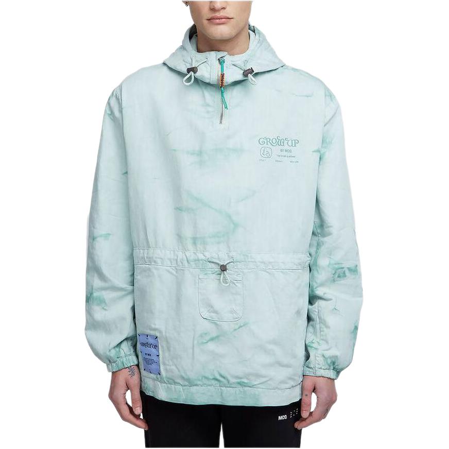 Alexander McQueen Letter Print Half-Zip Hoodie Jacket Light Blue 679474-RSA18-3014