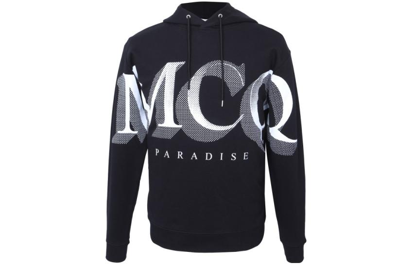 Alexander McQueen Letter Print Hoodie Black Casual Long Sleeve 494034-RLH43-1000