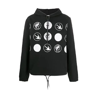 Alexander McQueen Letter Print Lace-Up Pullover Hoodie Black () 587228-ROR43-1000
