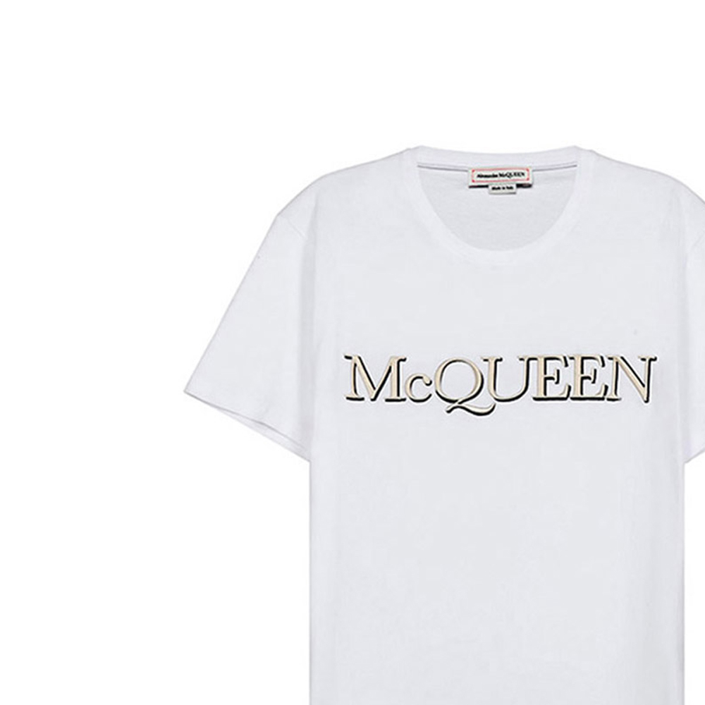 Details for Alexander McQueen Kaos Pria Putih Regular Fit Crew Neck Letter Print 649876-QQZ56-0900