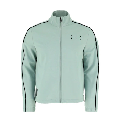 Alexander McQueen Light Green Striped Stand Collar Track Jacket 641389RQQ231000