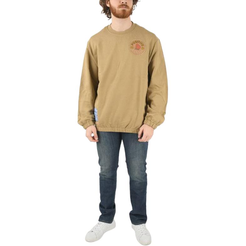 Lookbook Alexander McQueen Logo Embroidered Crewneck Sweatshirt Khaki Lelaki 669496-RST551-020