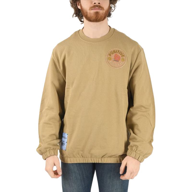 Shop Alexander McQueen Logo Embroidered Crewneck Sweatshirt Khaki Lelaki 669496-RST551-020