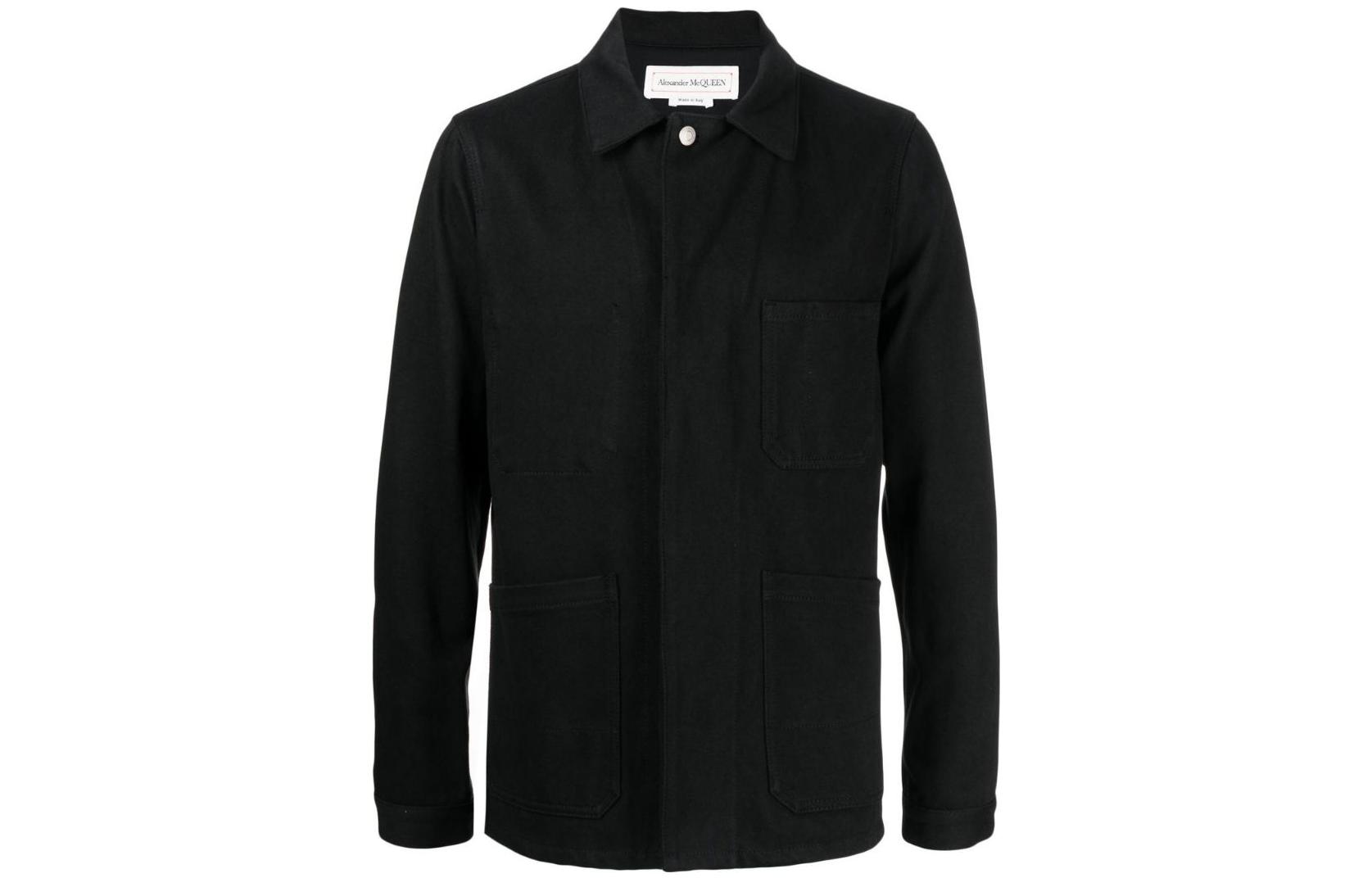 Alexander McQueen Logo Embroidered Single-Breasted Shirt Jacket - 683033-QTY33-1000