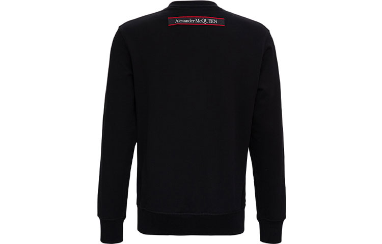 Lookbook Alexander McQueen Logo Patch Crewneck Sweatshirt Hitam 642663-QRX75-0901