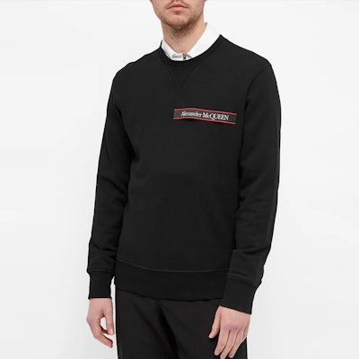 Alexander McQueen Logo Patch Crewneck Sweatshirt Hitam 642663-QRX75-0901 Shop Alexander McQueen Logo Patch Crewneck Sweatshirt Hitam 642663-QRX75-0901