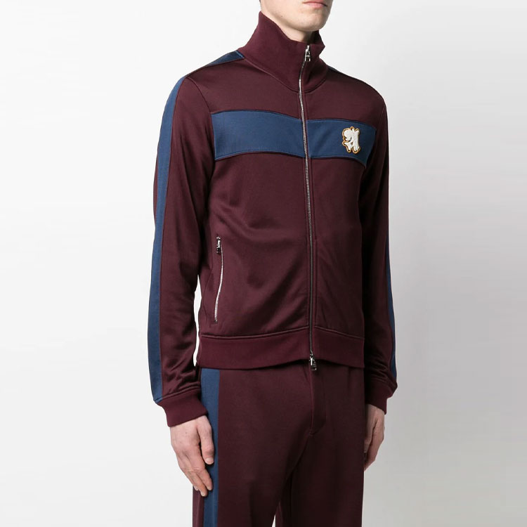 Shop Alexander McQueen Logo Pattern Stand Collar Red Long Sleeve Jacket. 646979-QQX52-5240