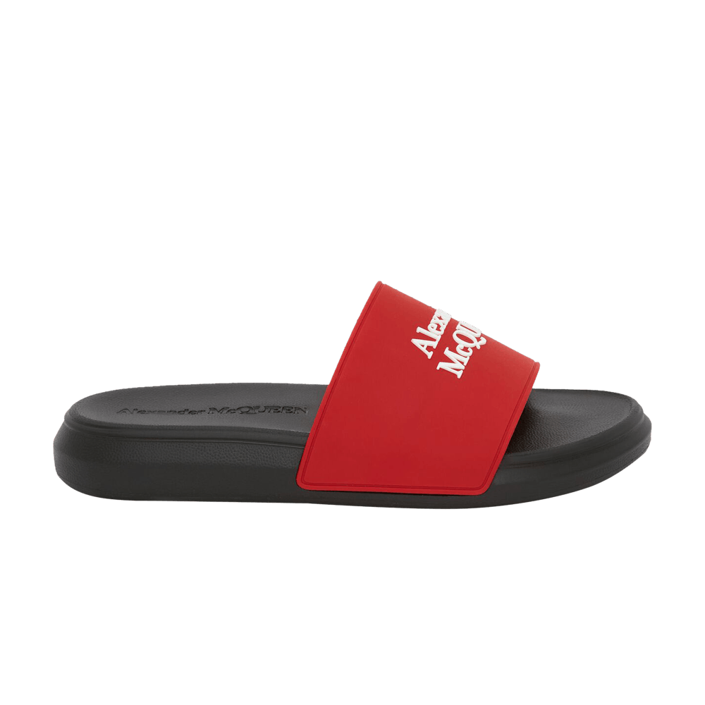 Alexander McQueen Logo Pool Slides 'Lust Red' 663564-W4RF0-6487