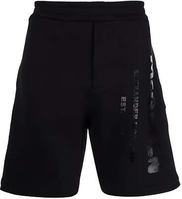 Alexander McQueen 黑色休閒短褲 Logo 印花 688717-QSZ81-0911 Buy Alexander McQueen 黑色休閒短褲 Logo 印花 688717-QSZ81-0911