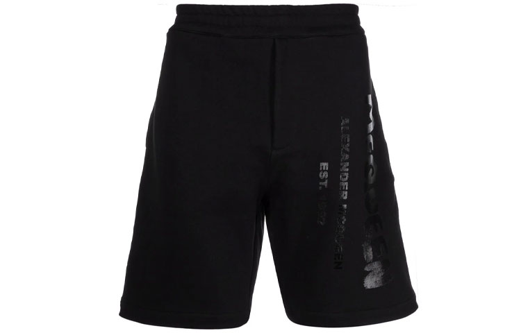 Order Alexander McQueen 黑色休閒短褲 Logo 印花 688717-QSZ81-0911