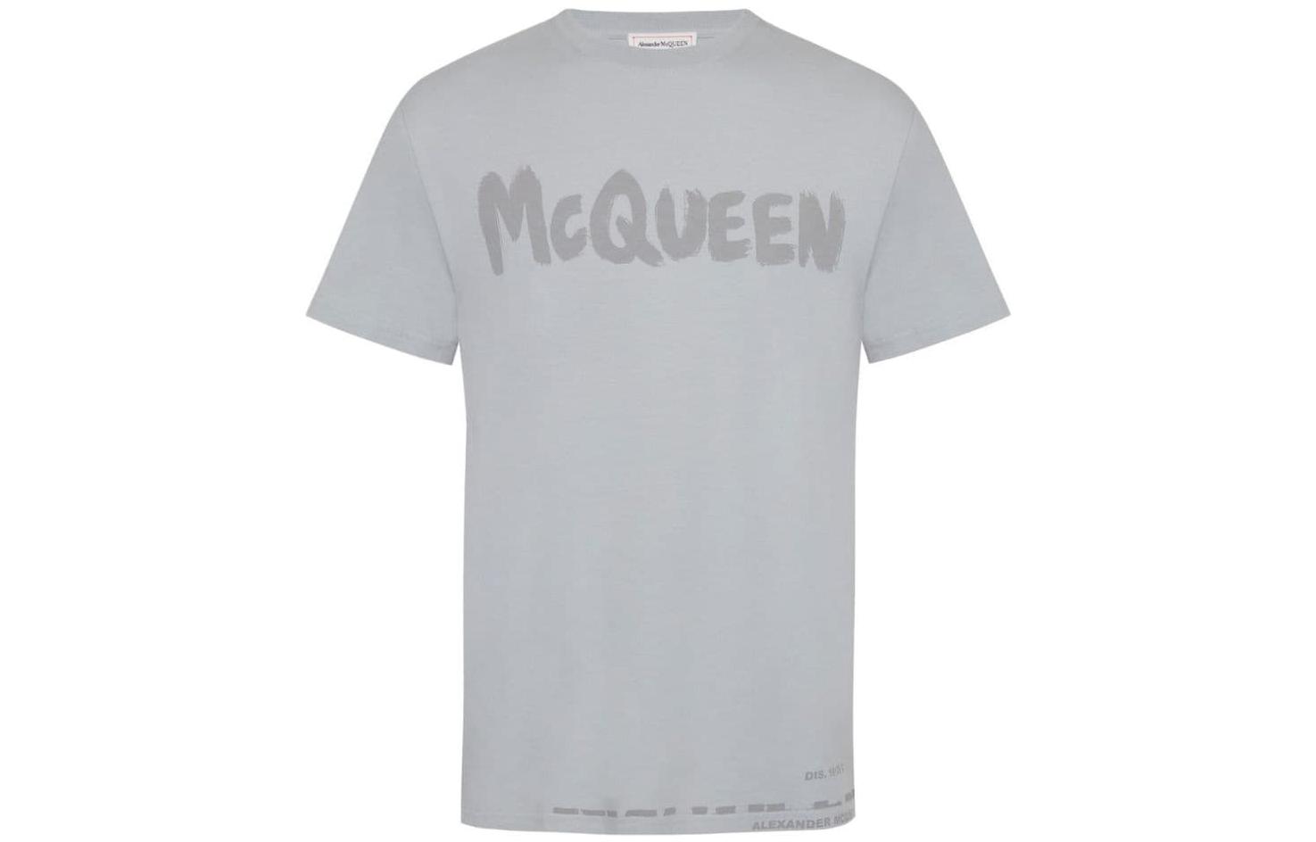 Alexander McQueen Logo Print Crewneck T-Shirt Grey  Casual Tee 622104-QUZ57-0912 圖 2
