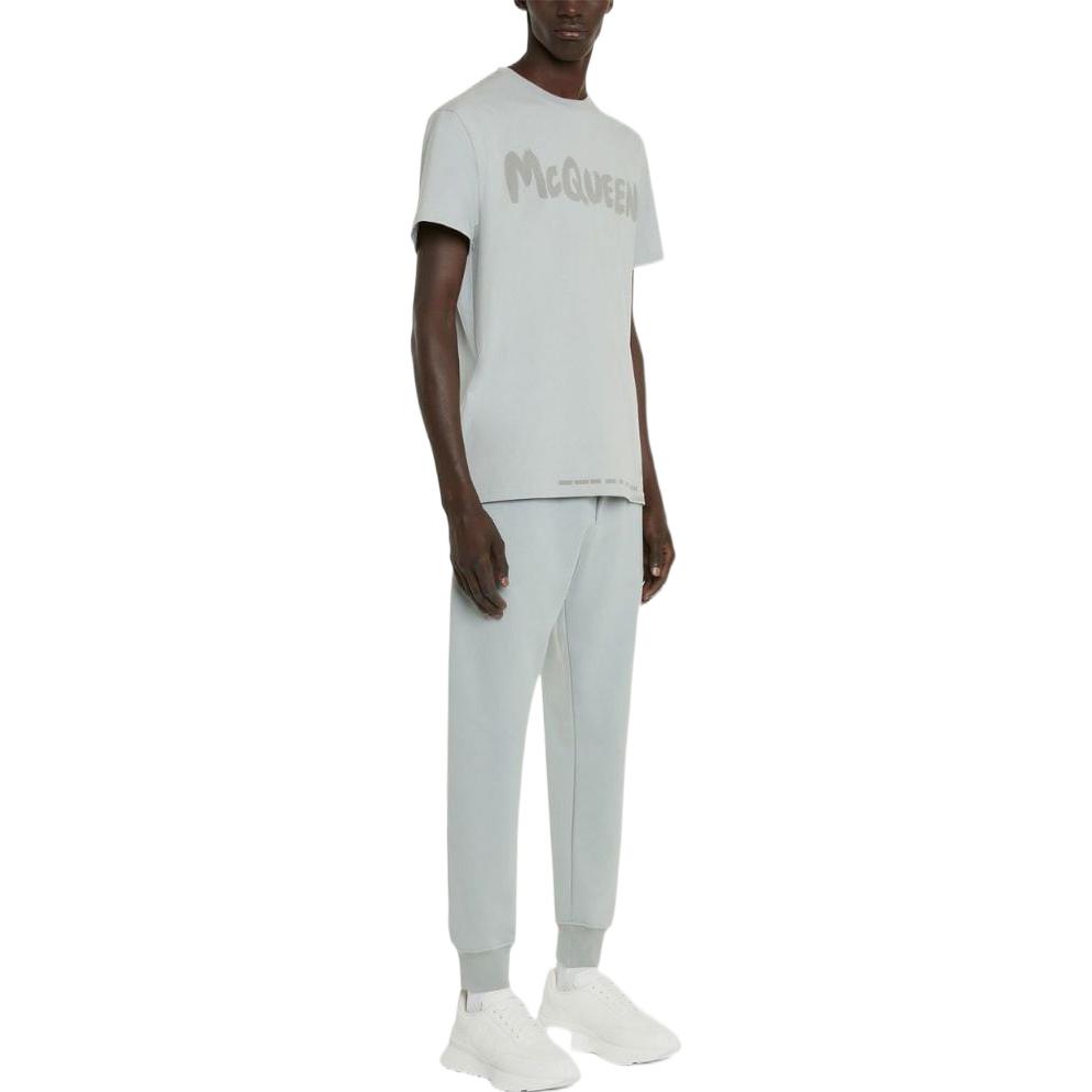 Alexander McQueen Logo Print Crewneck T-Shirt Grey  Casual Tee 622104-QUZ57-0912 圖 5