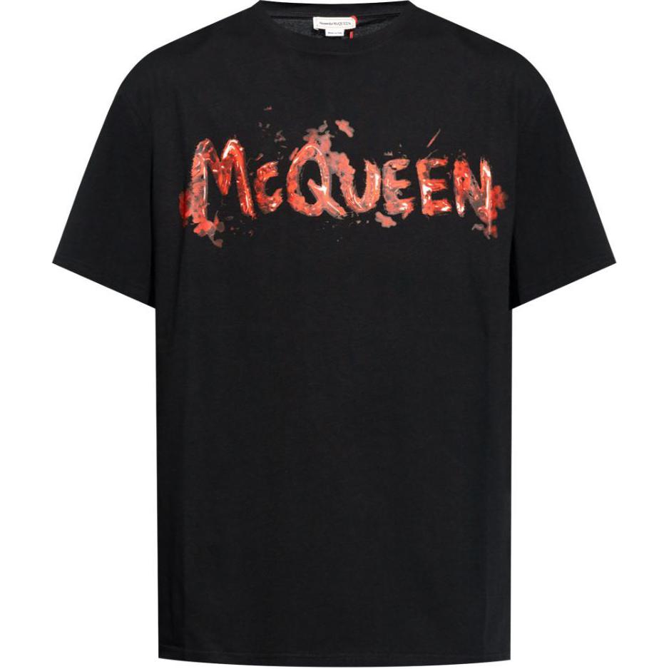 Alexander McQueen Logo Print Crewneck T-Shirt SS24  Black 794578-QTABO-0512