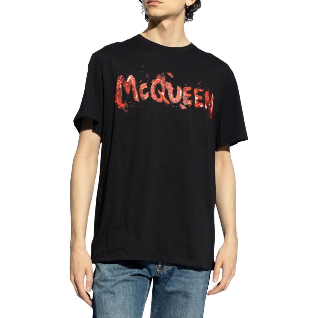 Alexander McQueen Logo Print Crewneck T-Shirt SS24  Black 794578-QTABO-0512 圖 3