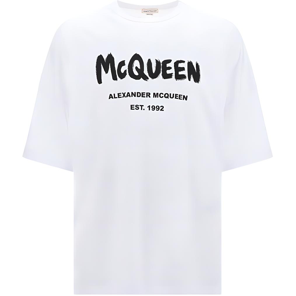 Alexander McQueen Logo Print Crewneck T-Shirt White FW22  Tee 704969-QTZ04-0900