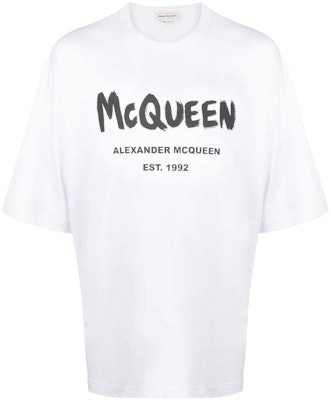 Alexander McQueen Logo Print Crewneck T-Shirt Putih FW22 Baju-T 704969-QTZ04-0900 Order Alexander McQueen Logo Print Crewneck T-Shirt Putih FW22 Baju-T 704969-QTZ04-0900