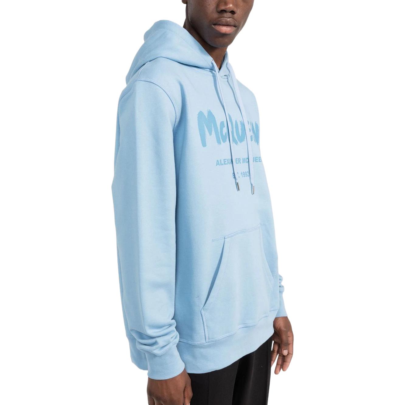 Purchase Alexander McQueen Logo Print Hoodie Blue 688715QTZ810913