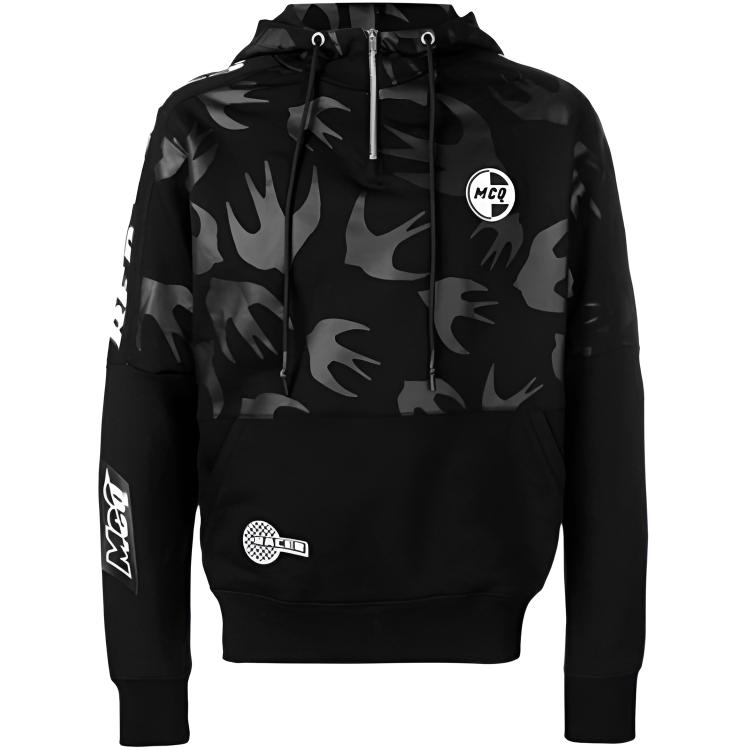 Alexander McQueen Logo Print Hoodie Jacket Black 524186-RMT69-1000