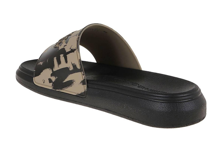 Lookbook 亞歷山大·麥昆 標誌印花拖鞋 淺褐色