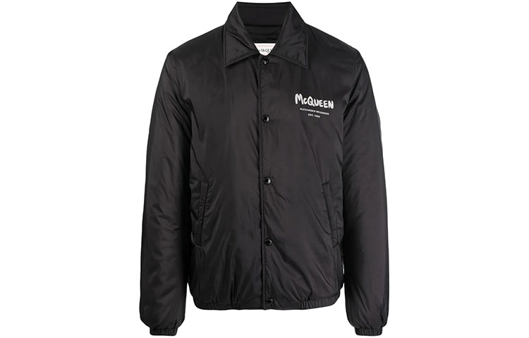 Alexander McQueen Logo Printed Bomber Jacket Black 662323-QTR60-1080